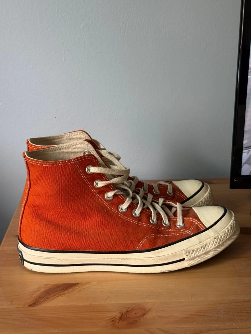Converse High Top Sneakers in Orange and Cream - Picture 2 of 4